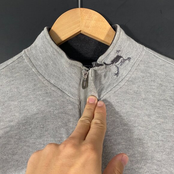 Y2K Oakley Scatter Skull Quarter Zip Sweater Gray mens size Large - Picture 3 of 8